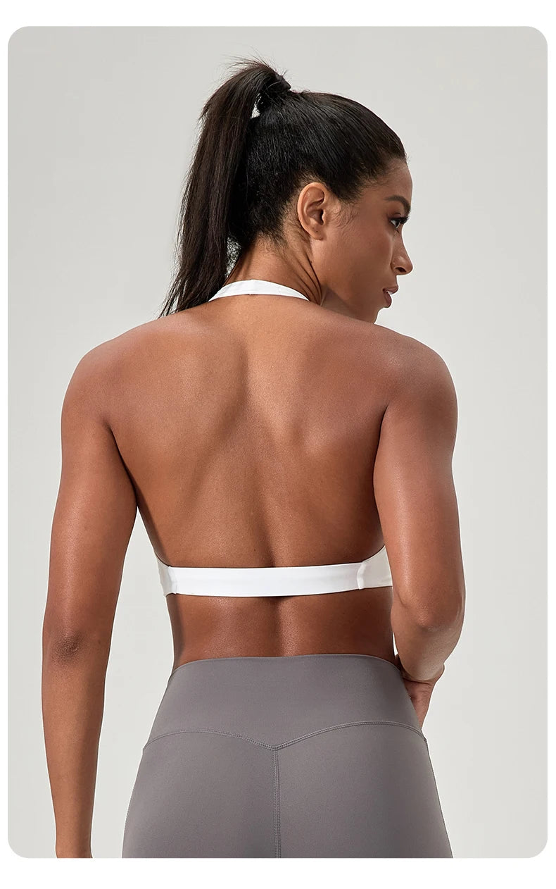 M&T Wear - Sports Yoga Bra for Women Halter Neck with Stylish Back Design Sexy Gym Bra for Running Fitness Sports Bras