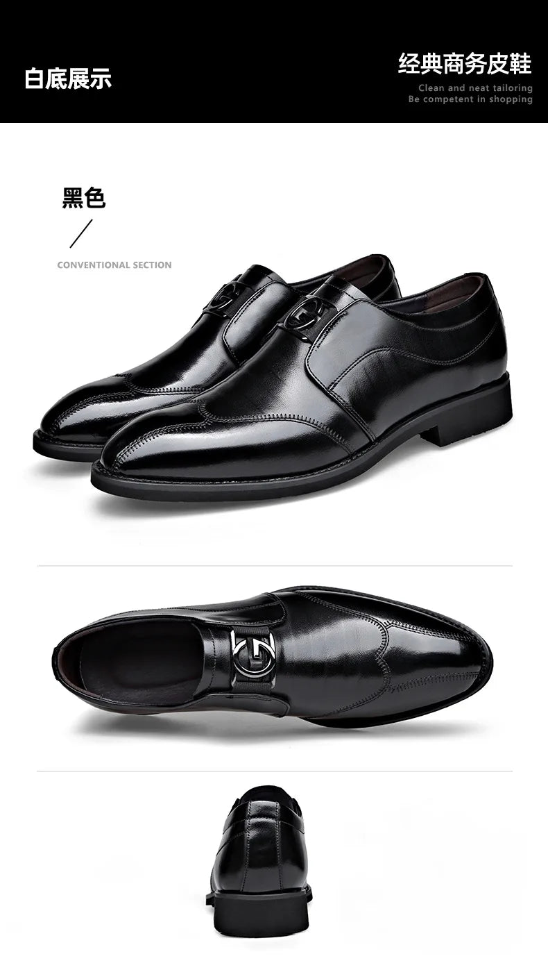 M&T Wear- Men Casual Shoes Fashion Brand Classic Casual Men Leather Shoes Black Breathable Business Men Shoes Large Size