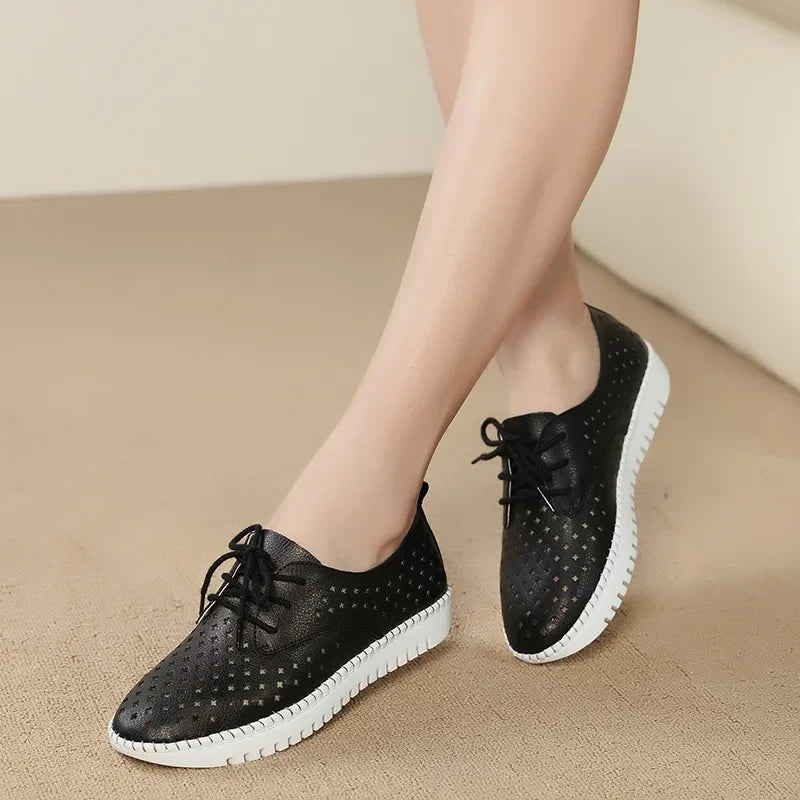 M&T Wear - sneaker women platform shoes female Genuine Leather Walking flat sandals for women Breathable Comfort Vacation shoes