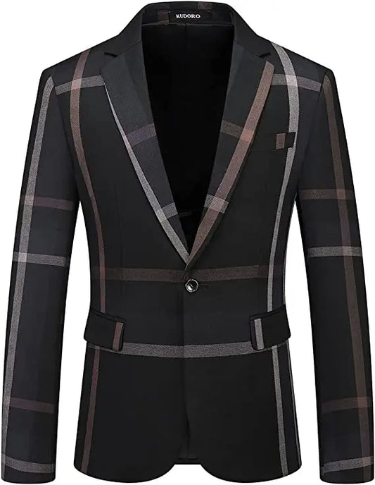 M&T Wear - Men’s 3-Piece Check Plaid Suit – Classic One Button Design