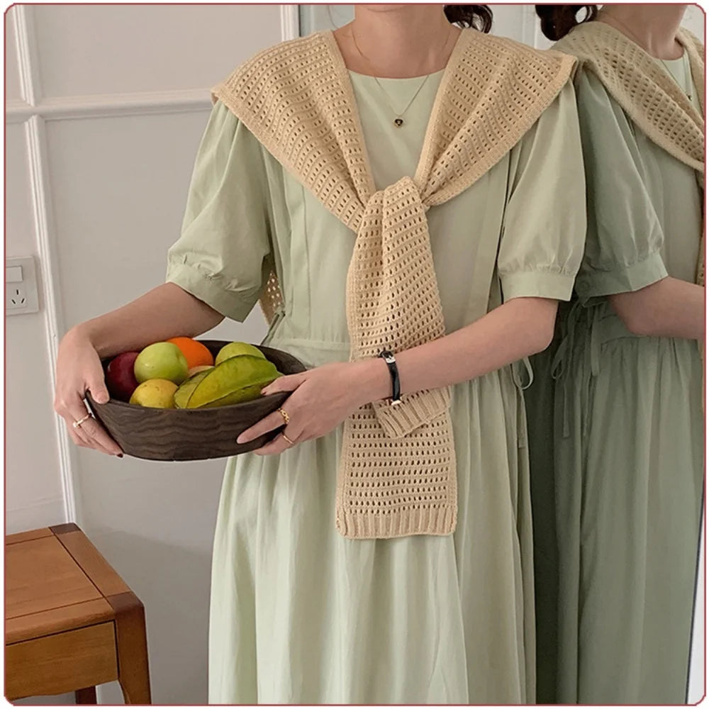 M&T Wear - Korean Knitted Shawl Winter Air Conditioning Fake Collar Neck Guard Knit Thin Knotted Cape Shoulder Warm Scarf For Women