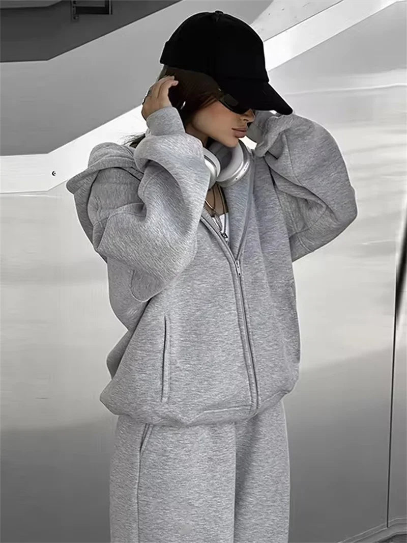 M&T Wear - Fashion Casual Women Tracksuit Set Hooded Sweatshirt Two Piece Sets 2025 Sport Outfit Loose Elastic-waist Running Trousers Femal