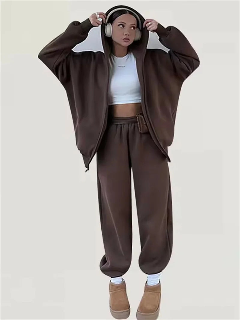 M&T Wear - Fashion Casual Women Tracksuit Set Hooded Sweatshirt Two Piece Sets 2025 Sport Outfit Loose Elastic-waist Running Trousers Femal