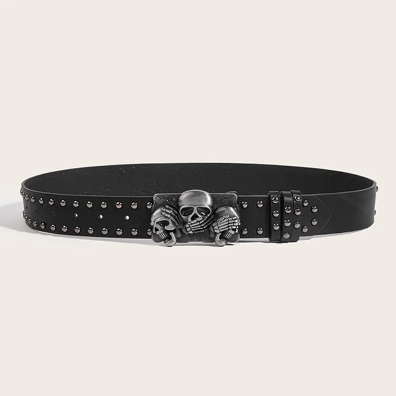 M&T Wear - Punk Goth Rivet Skull Buckle Belt