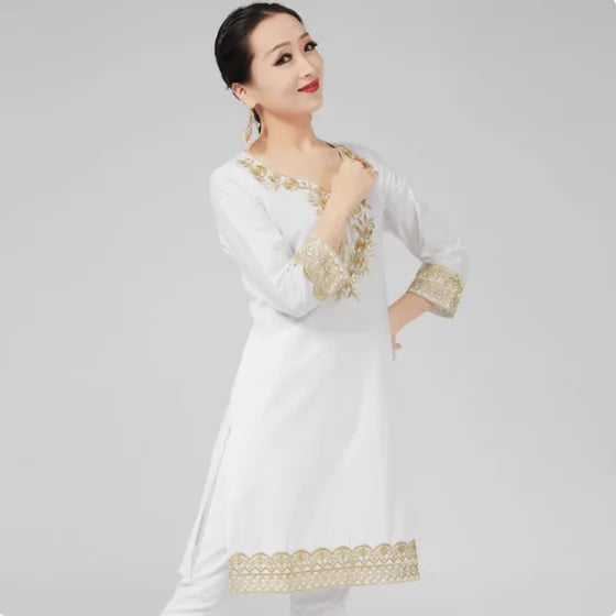 M&T Wear - Pakistani Clothing Women's Pure Cotton Embroidered Side Concealed Long Sleeved Shirt