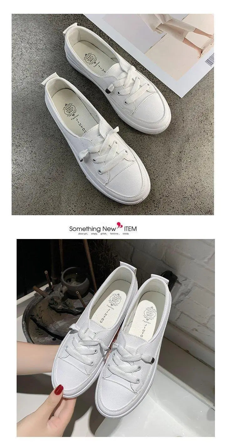 M&T Wear - Women's Shoes New PU Leather Comfortable Casual Sports Shoes Fashionable Versatile Flat White Shoes