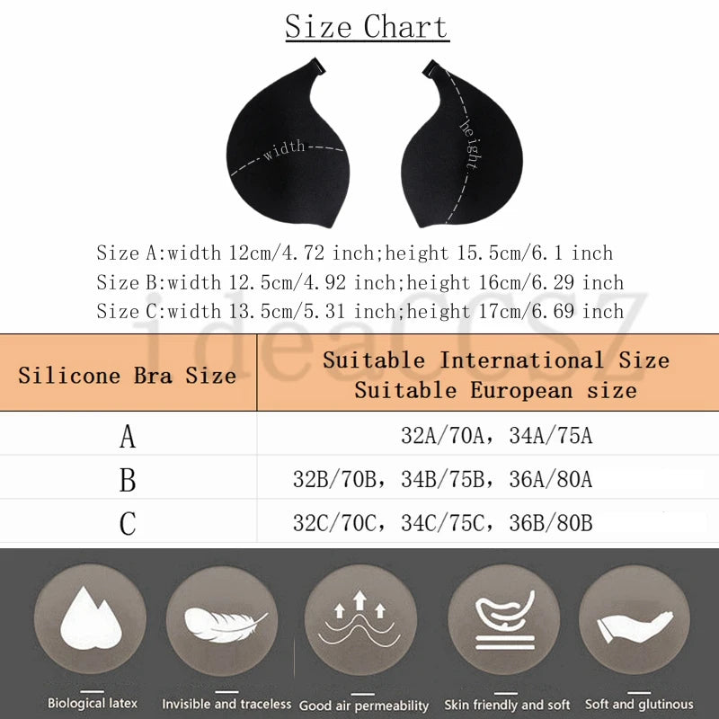 M&T Wear - Strapless Bra for Women Seamless Invisible Push Up Bras Backless Wedding Brassiere Self Adhesive Sexy Lingerie A To C Cup
