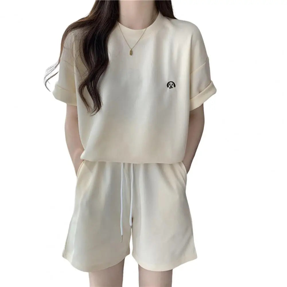 M&T Wear - Women Tracksuit Women's Summer Tracksuit Set O Neck Short Sleeve T-shirt Drawstring Elastic Waist Shorts Sporty for Ladies