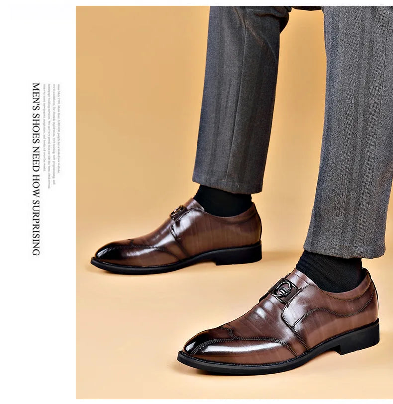 M&T Wear- Men Casual Shoes Fashion Brand Classic Casual Men Leather Shoes Black Breathable Business Men Shoes Large Size
