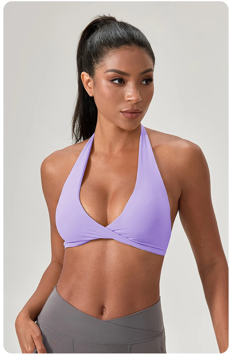 M&T Wear - Sports Yoga Bra for Women Halter Neck with Stylish Back Design Sexy Gym Bra for Running Fitness Sports Bras