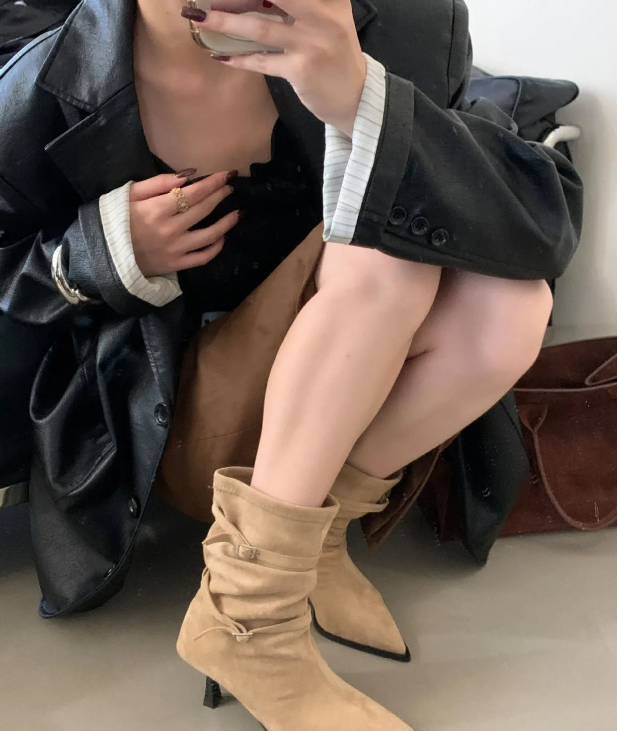 M&T Wear - Sexy Pointed Toe Women Boots Autumn High Heels Shoes Luxury Chelsea Boots Party Stiletto Pumps New Plus Size 40 Mujer Botas