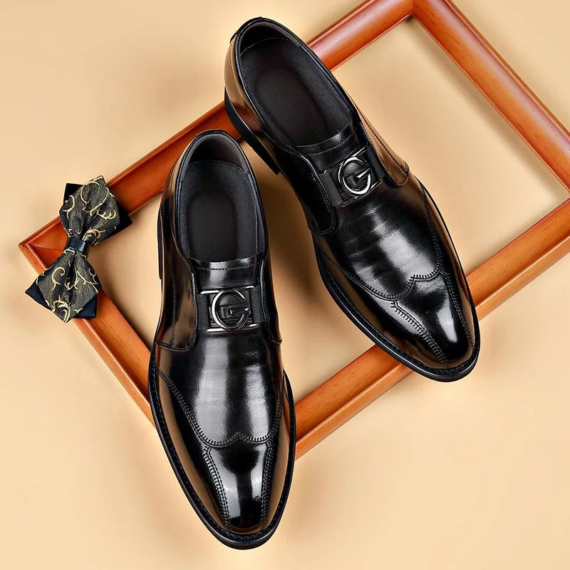 M&T Wear- Men Casual Shoes Fashion Brand Classic Casual Men Leather Shoes Black Breathable Business Men Shoes Large Size