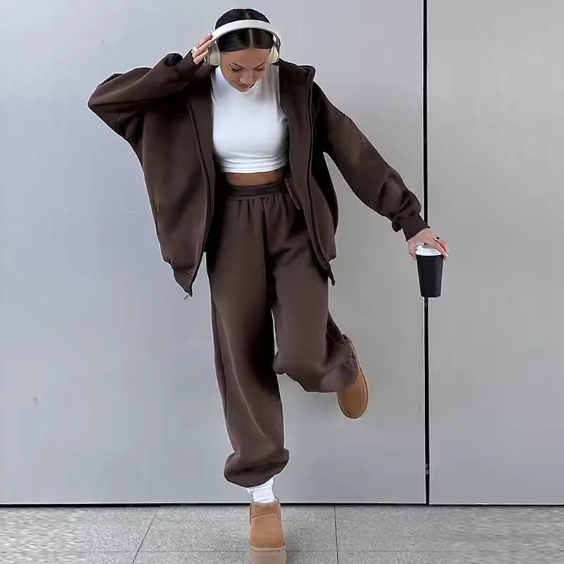 M&T Wear - Fashion Casual Women Tracksuit Set Hooded Sweatshirt Two Piece Sets 2025 Sport Outfit Loose Elastic-waist Running Trousers Femal