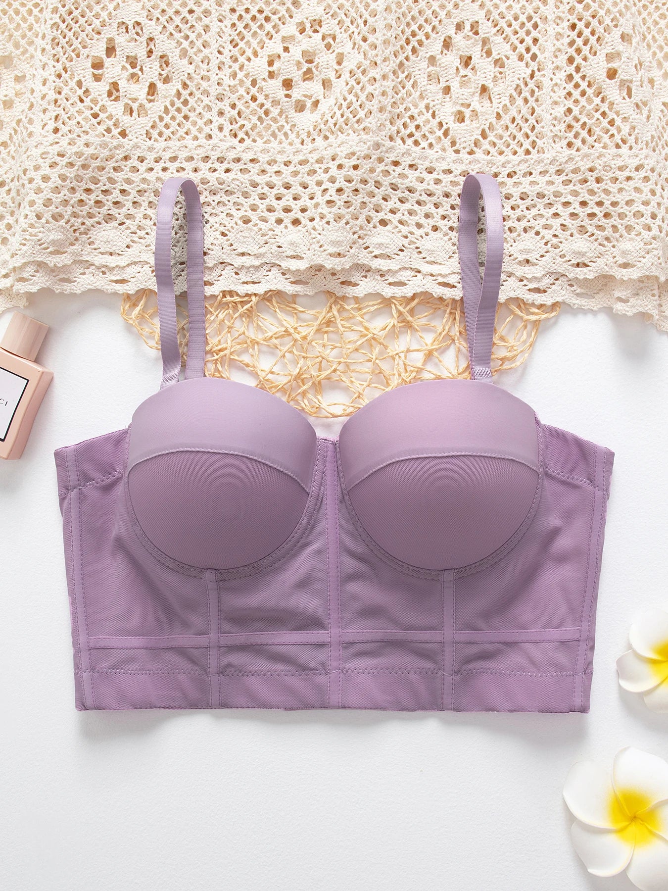 M&T Wear - Breathable Bra Buckle Style Design Adjustable Size Solid Color Simplicity Elegant Comfortable New Shoulder Strap Gauze Bra
