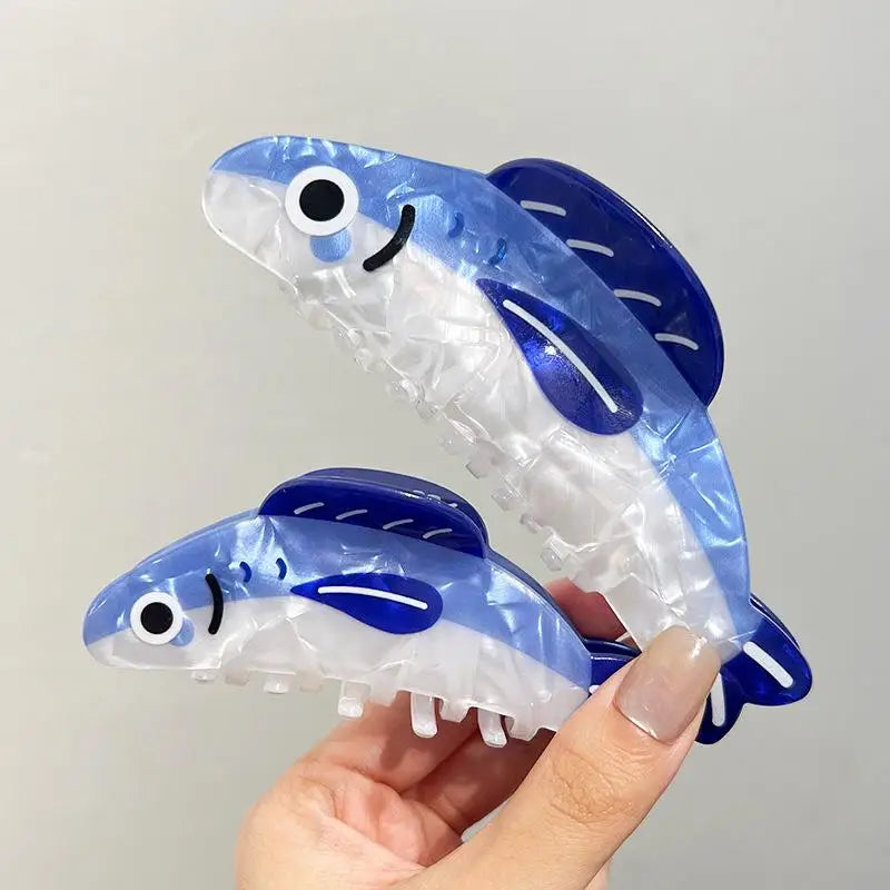 M&T Wear - Blue Sardines Hair Claw Clip Non-Slip Acetate Hairpin