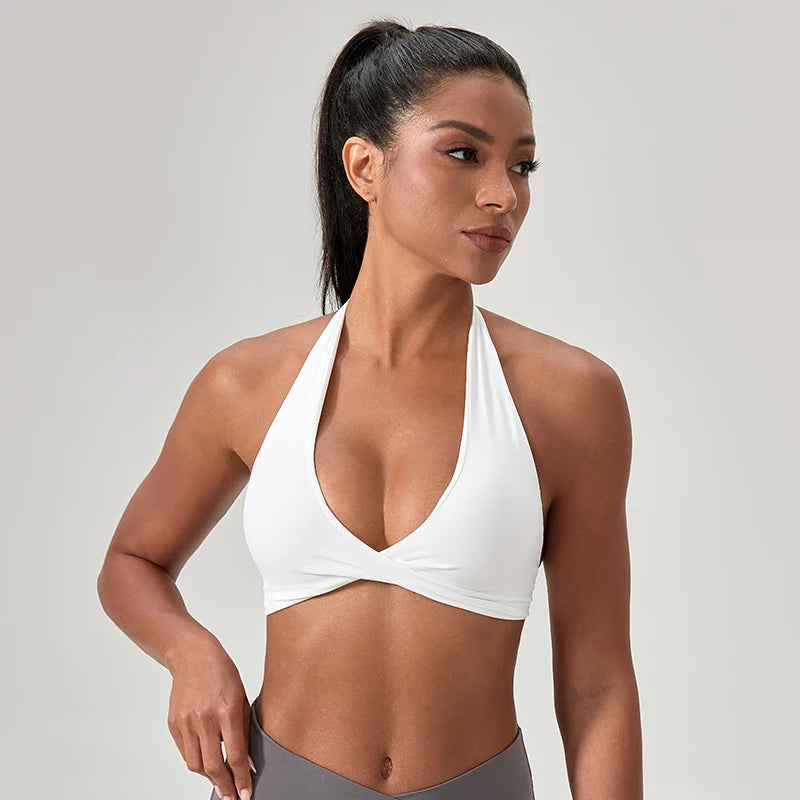 M&T Wear - Sports Yoga Bra for Women Halter Neck with Stylish Back Design Sexy Gym Bra for Running Fitness Sports Bras