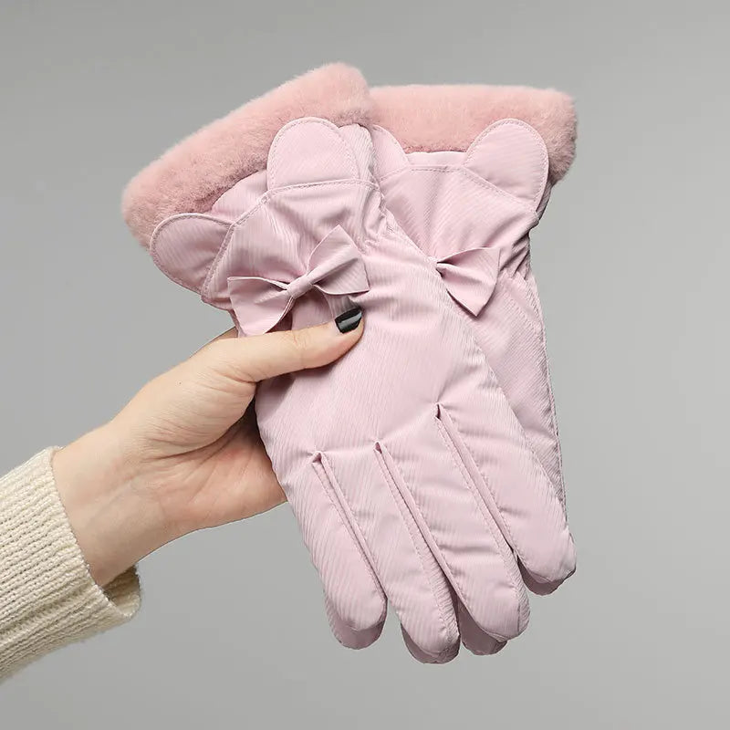 M&T Wear - Winter Gloves Women Bear Elegant Windproof Waterproof Touch Screen Full Finger Hand Warm Skiing Outdoor Sports Mittens