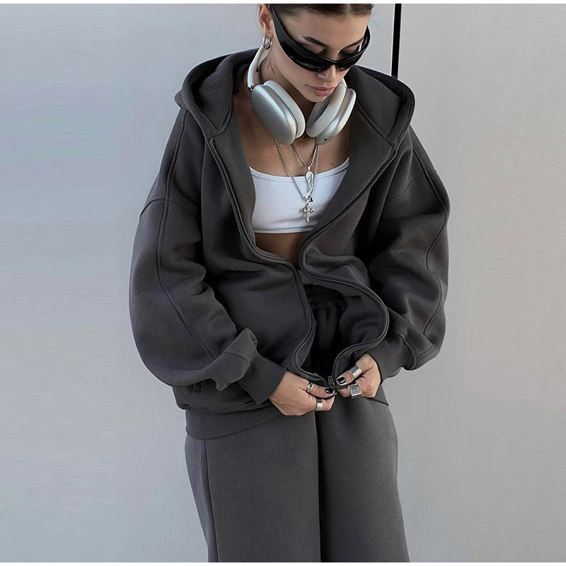 M&T Wear - Fashion Casual Women Tracksuit Set Hooded Sweatshirt Two Piece Sets 2025 Sport Outfit Loose Elastic-waist Running Trousers Femal