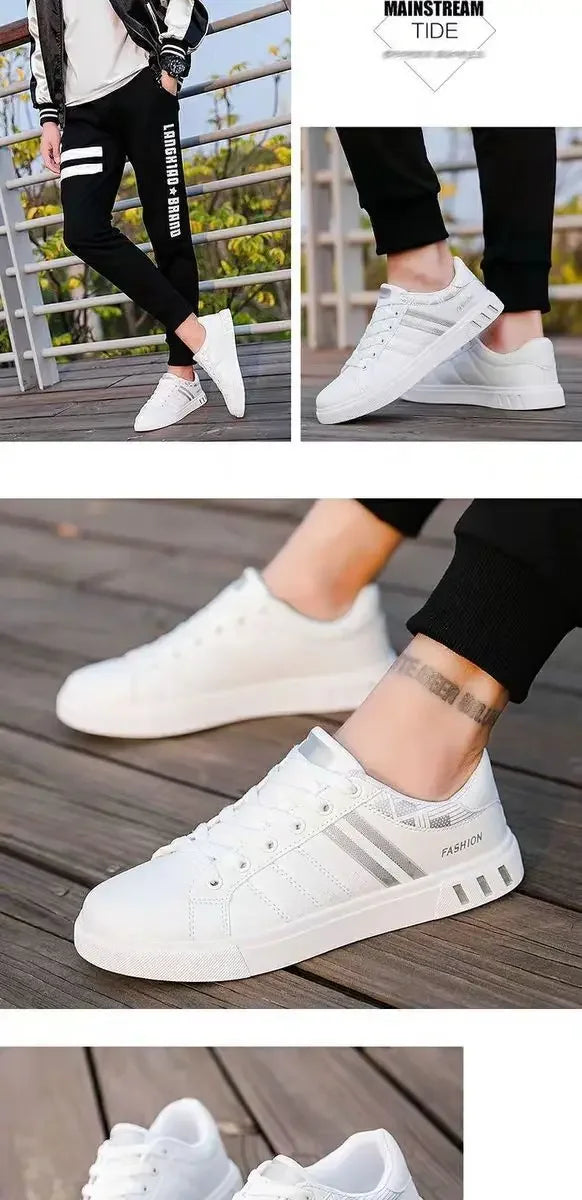 M&T Wear - Men Sneakers Casual Shoes Men Flats Zapatillas Hombre Lightweight Pu Leather Breathable Shoe Mens White Sports Tenis Shoes