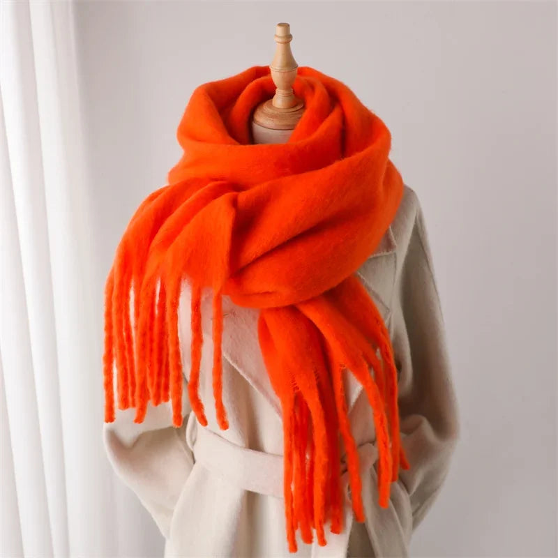 M&T Wear - Winter Scarf for Women Cashmere Warm Solid Pashmina Blanket Wraps Female Thick Soft Bufanda Big Tassel Shawl Long Poncho Echarpe