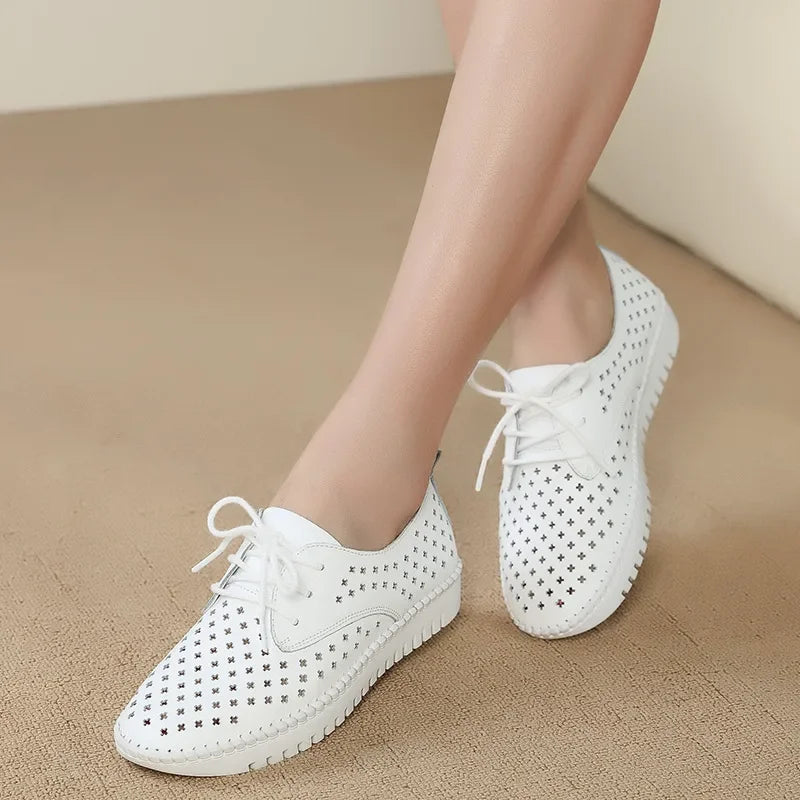 M&T Wear - sneaker women platform shoes female Genuine Leather Walking flat sandals for women Breathable Comfort Vacation shoes