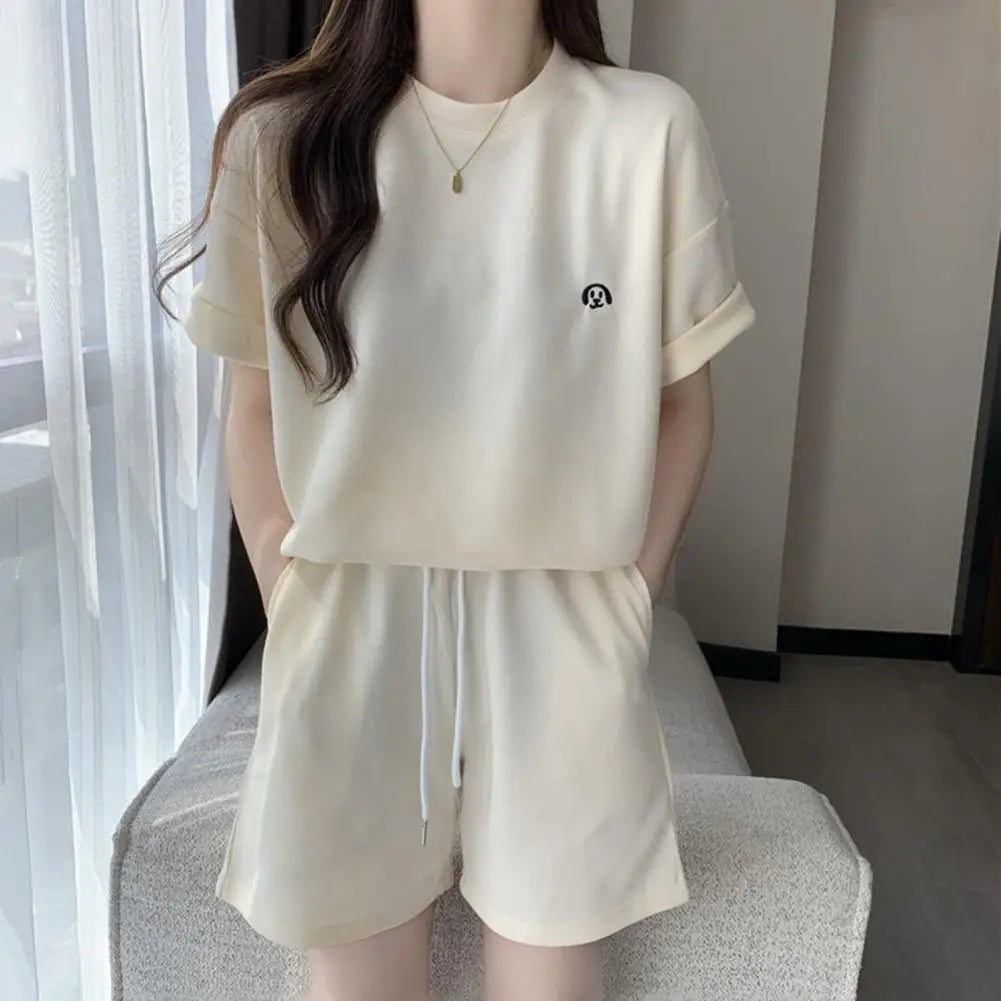 M&T Wear - Women Tracksuit Women's Summer Tracksuit Set O Neck Short Sleeve T-shirt Drawstring Elastic Waist Shorts Sporty for Ladies