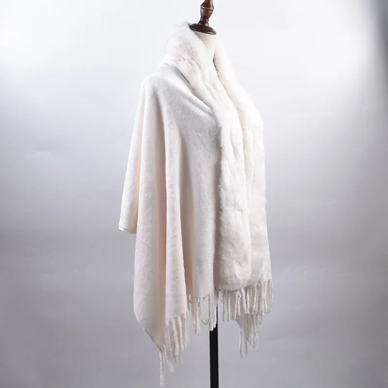 M&T Wear - Winter New Solid Color Shawl Warm Women's Wool Neck Scarf Shawl Dual purpose Thickened Dress Shawl