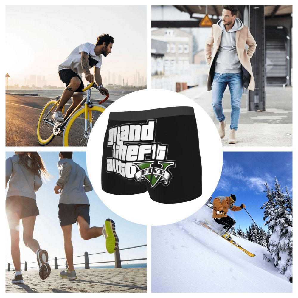 M&T Wear - Custom Grand Theft Auto Adventure Game Underwear Men Breathable GTA Boxer Briefs Shorts Panties Soft Underpants For Homme
