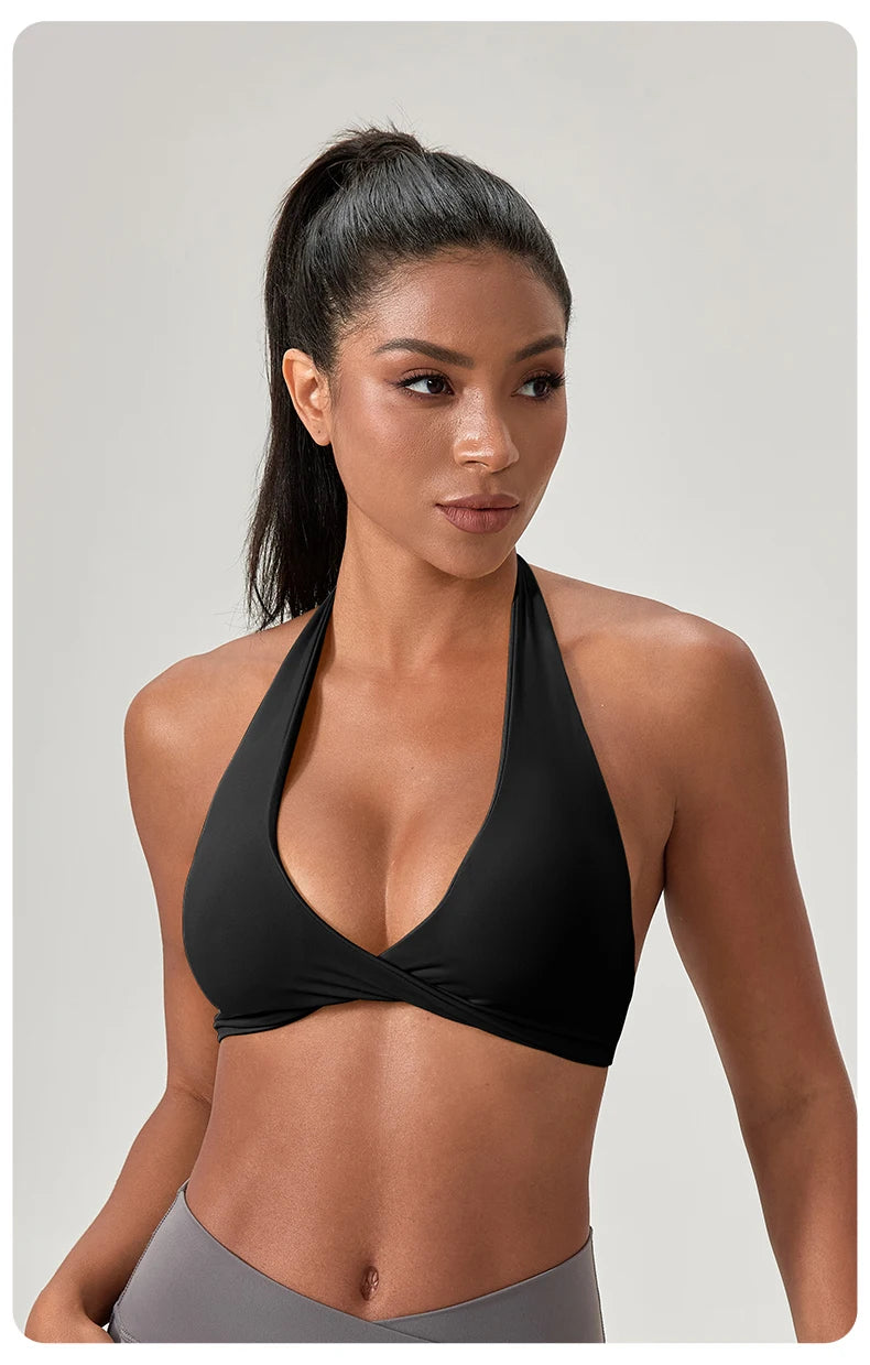 M&T Wear - Sports Yoga Bra for Women Halter Neck with Stylish Back Design Sexy Gym Bra for Running Fitness Sports Bras