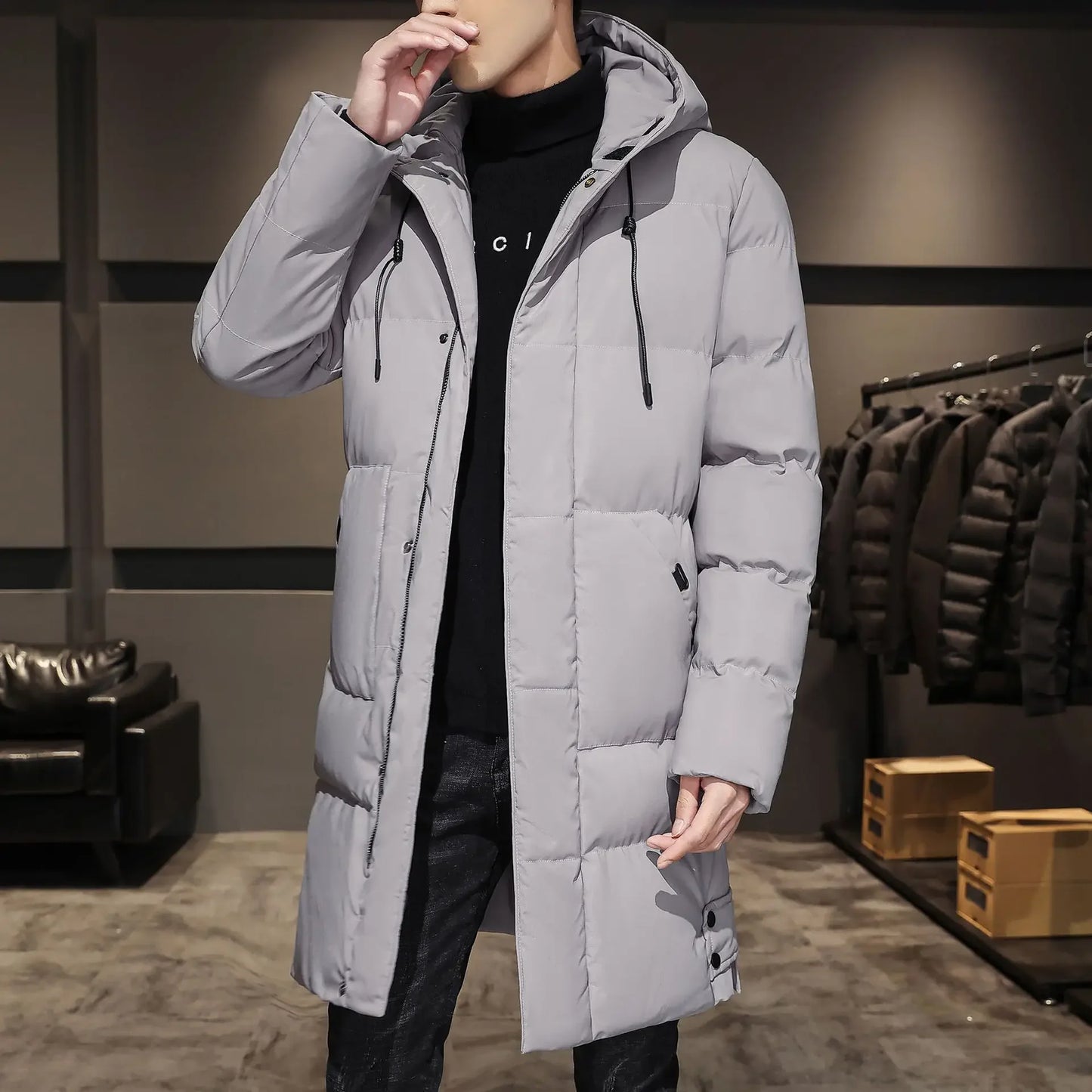 M&T Wear - Men’s Long Winter Down Jacket – Thick Warm Hooded Parka Coat