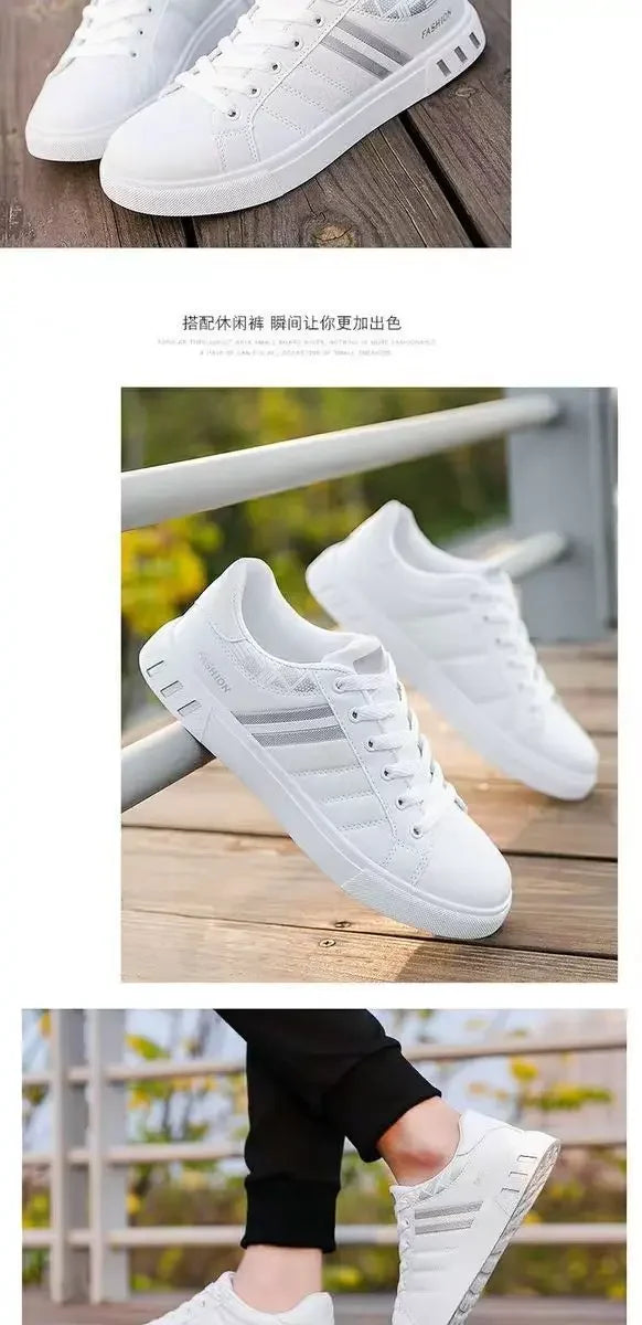 M&T Wear - Men Sneakers Casual Shoes Men Flats Zapatillas Hombre Lightweight Pu Leather Breathable Shoe Mens White Sports Tenis Shoes