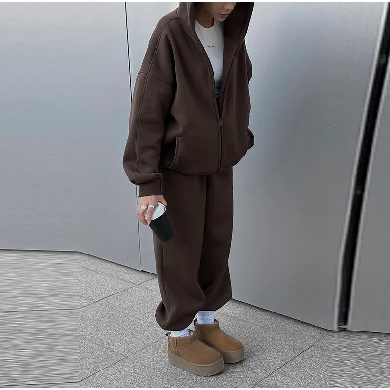 M&T Wear - Fashion Casual Women Tracksuit Set Hooded Sweatshirt Two Piece Sets 2025 Sport Outfit Loose Elastic-waist Running Trousers Femal
