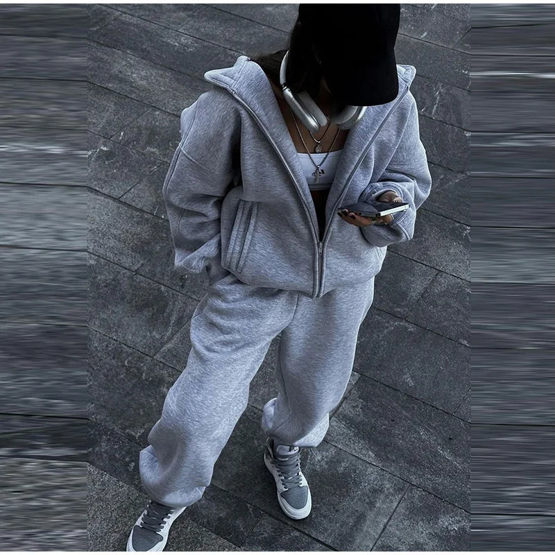 M&T Wear - Fashion Casual Women Tracksuit Set Hooded Sweatshirt Two Piece Sets 2025 Sport Outfit Loose Elastic-waist Running Trousers Femal