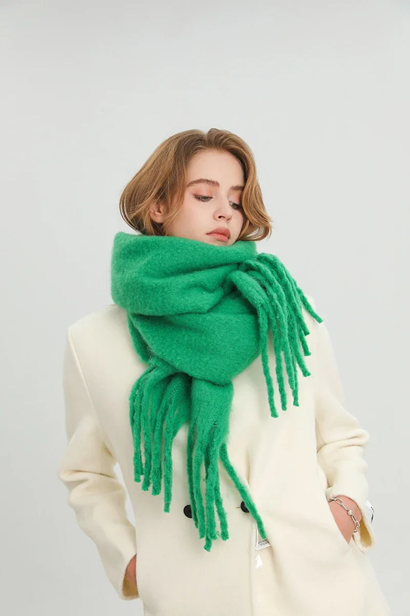 M&T Wear - Winter Scarf for Women Cashmere Warm Solid Pashmina Blanket Wraps Female Thick Soft Bufanda Big Tassel Shawl Long Poncho Echarpe