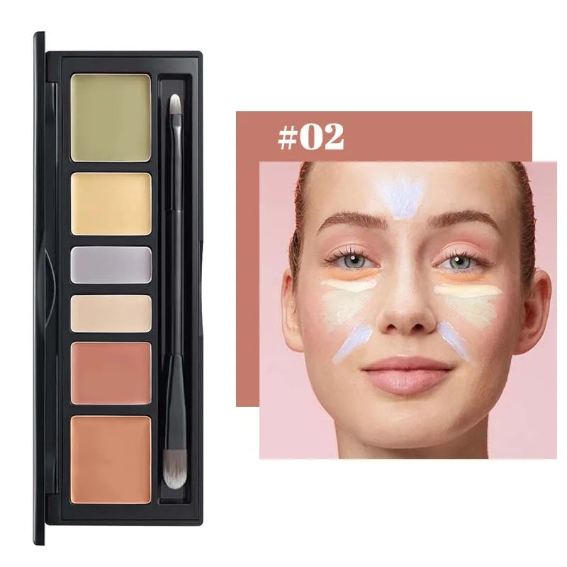 M&T Wear – 6-Color Full Coverage Concealer Palette with Brush