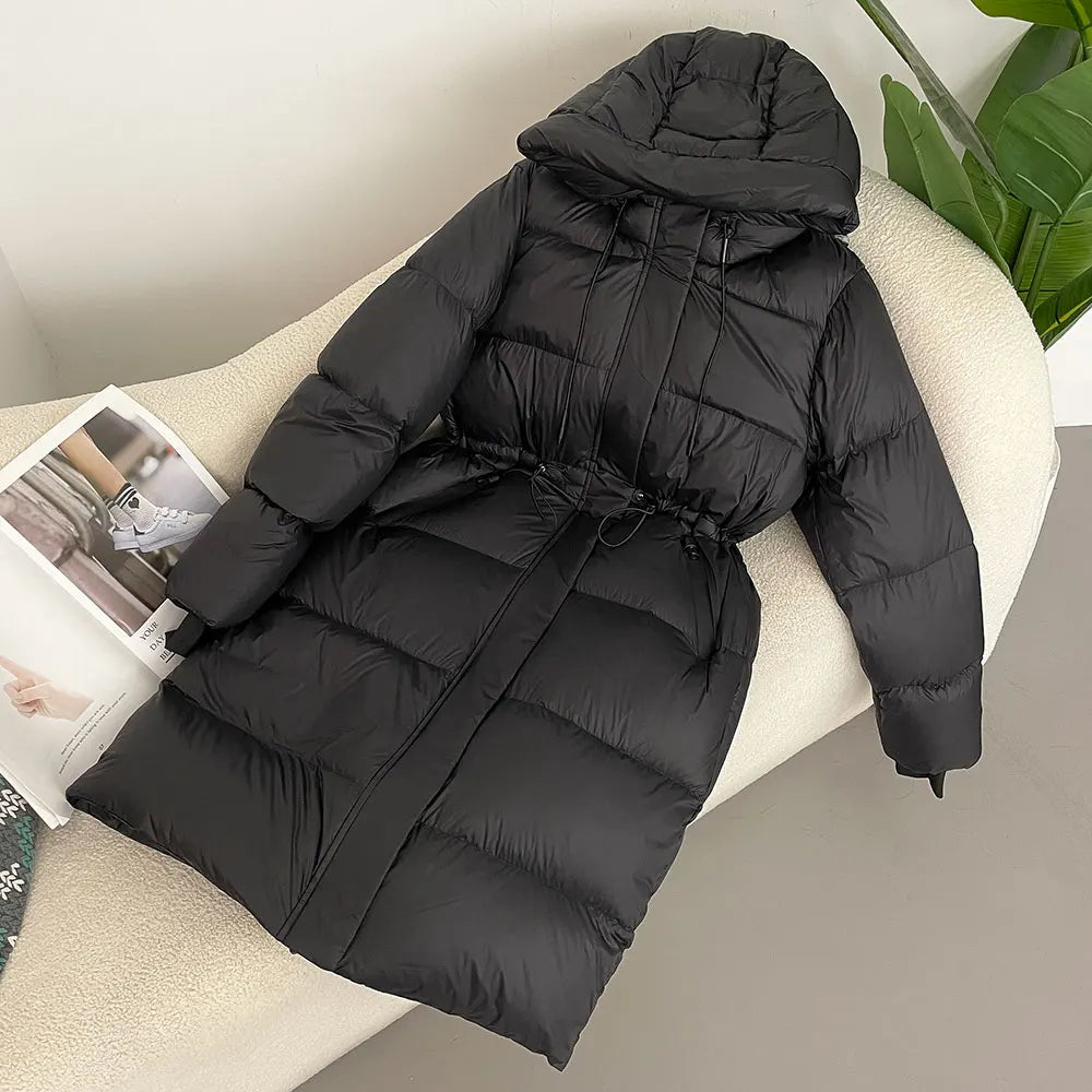 M&T Wear - Luxury Real Fox Fur Hooded White Duck Down Long Coat