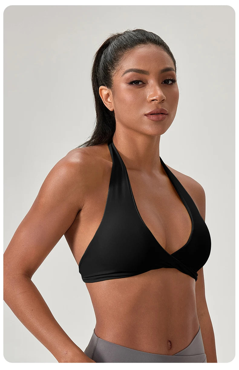 M&T Wear - Sports Yoga Bra for Women Halter Neck with Stylish Back Design Sexy Gym Bra for Running Fitness Sports Bras