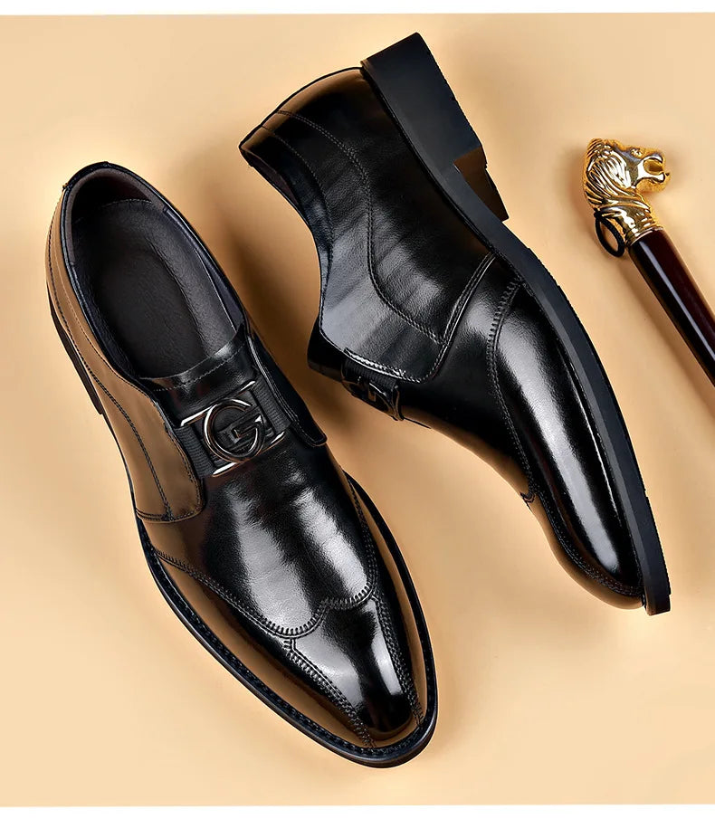 M&T Wear- Men Casual Shoes Fashion Brand Classic Casual Men Leather Shoes Black Breathable Business Men Shoes Large Size
