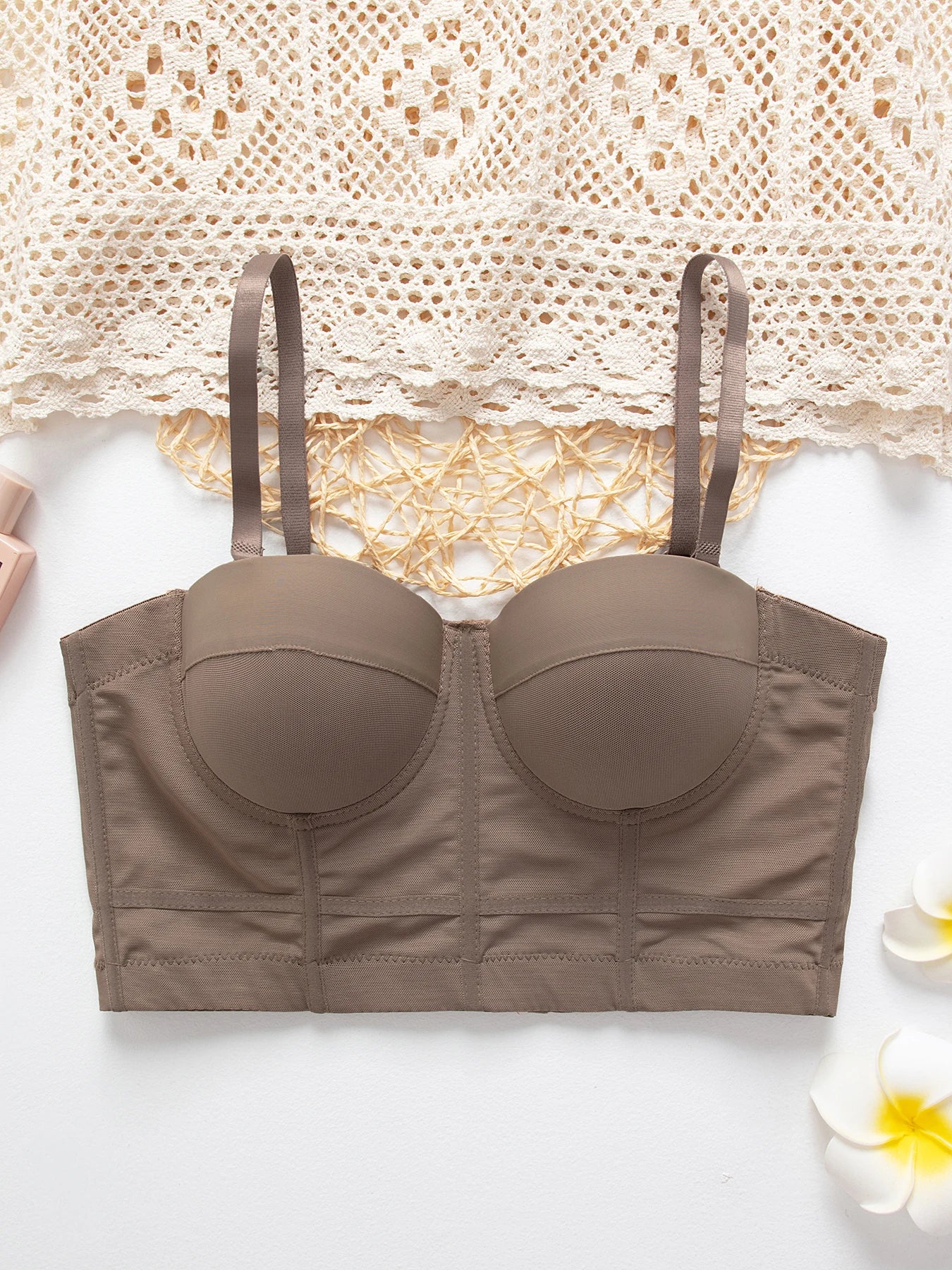 M&T Wear - Breathable Bra Buckle Style Design Adjustable Size Solid Color Simplicity Elegant Comfortable New Shoulder Strap Gauze Bra