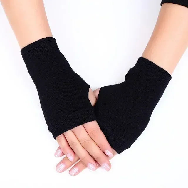 M&T Wear - Winter Gloves For Men Half Finger Writing Office Cycling Knitted Gloves Students Alpaca Wool Warm Thick Elastic Driving Gloves