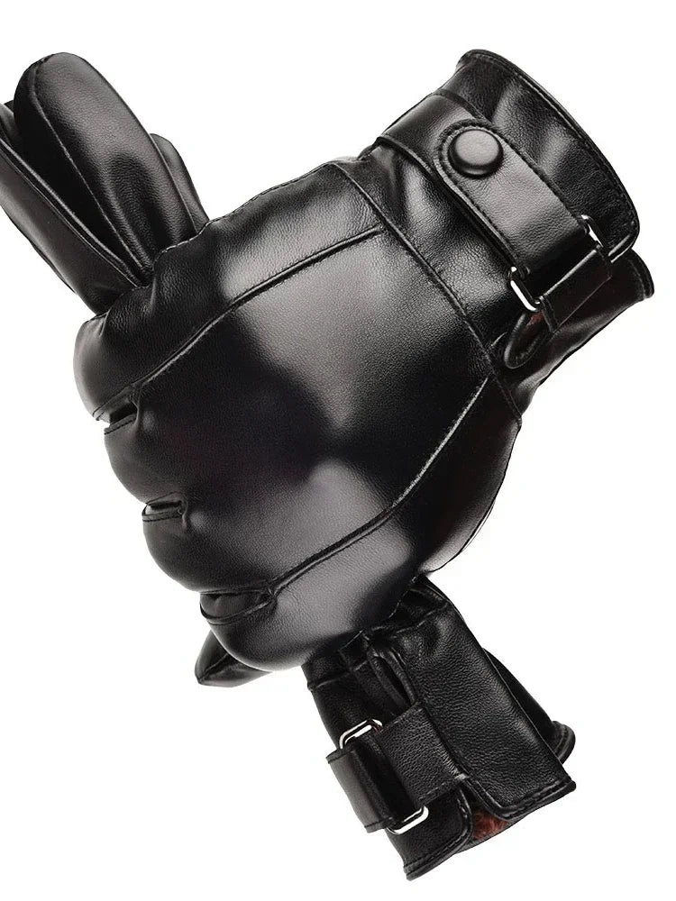 M&T Wear - Winter Gloves For Men Genuine Leather Gloves Outdoor Cycling Black Real Sheepskin Keep Warm Driving Motorcycle Gloves