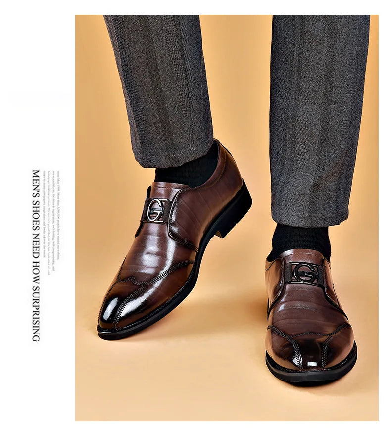M&T Wear- Men Casual Shoes Fashion Brand Classic Casual Men Leather Shoes Black Breathable Business Men Shoes Large Size