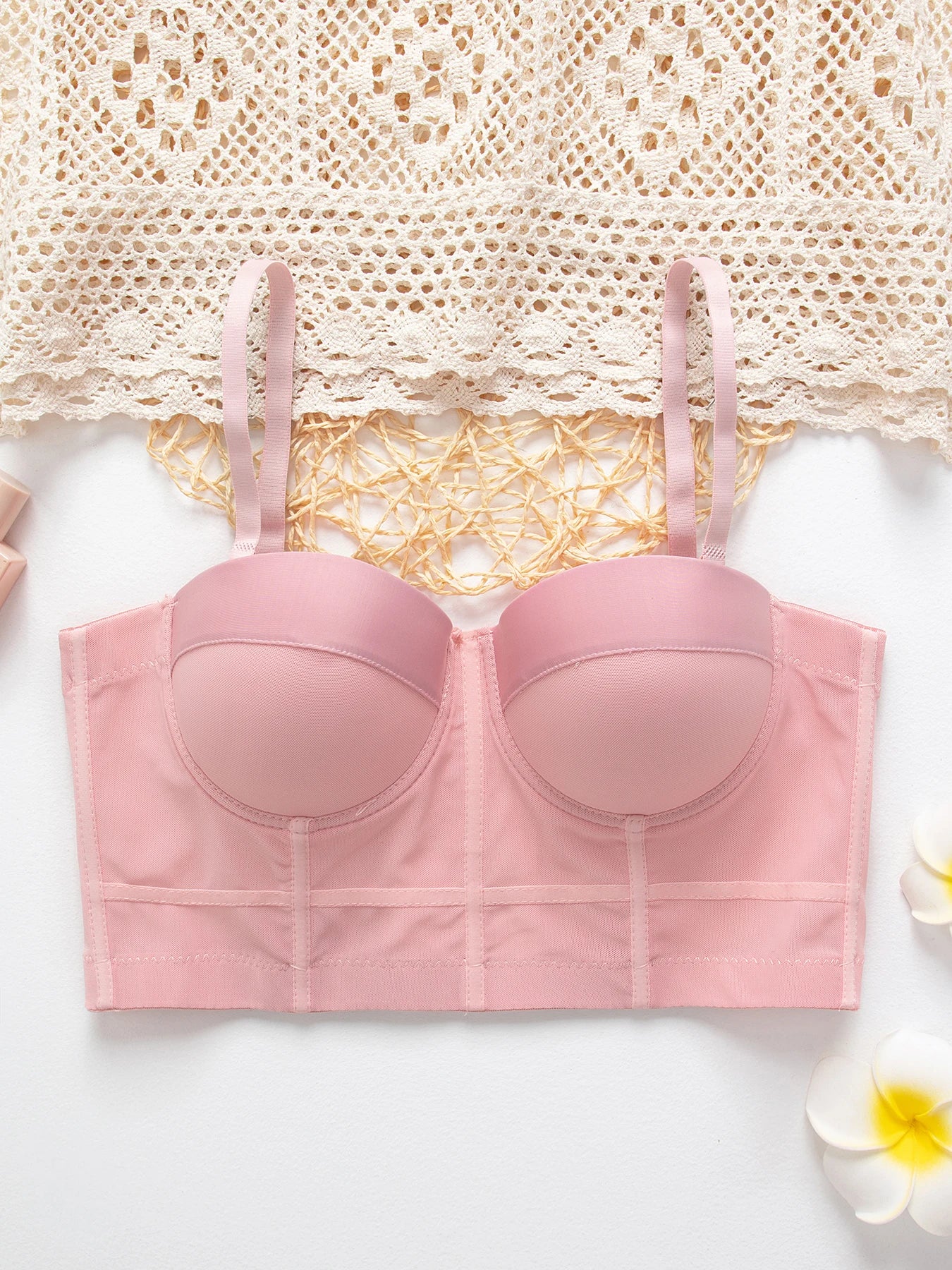 M&T Wear - Breathable Bra Buckle Style Design Adjustable Size Solid Color Simplicity Elegant Comfortable New Shoulder Strap Gauze Bra