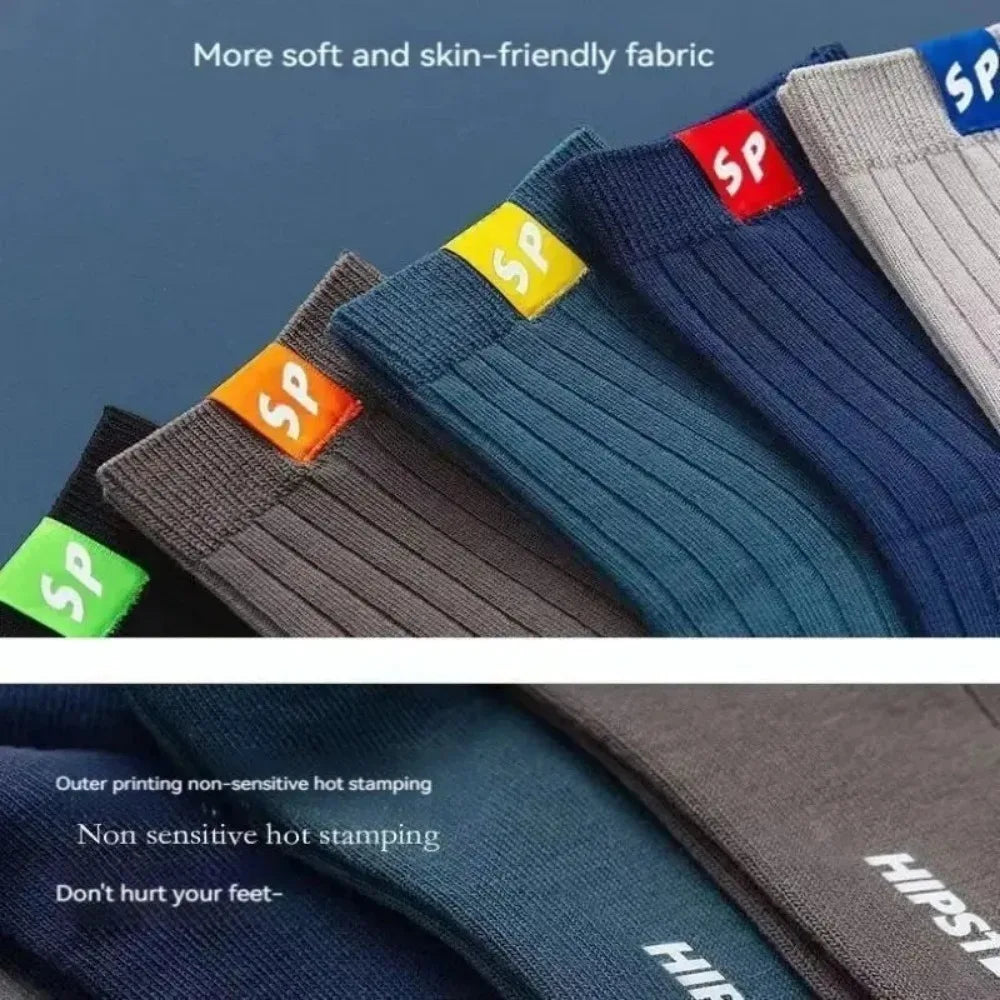 M&T Wear - 5 Pairs Trendy Mid-Calf Thermal Sports Socks for Men