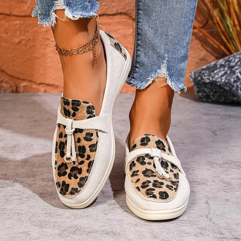 M&T Wear- Women Casual Shoes 2025 New Fashion Loafers Large Size Casual Medium Heel Sneakers Women Round Toe Leopard Print Slip-On Shoes