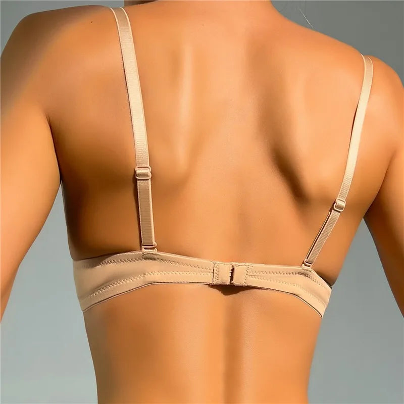 M&T Wear - Push Up Bra Backless Women Bras Low Cut Sexy Plunge Brassiere Open Back Wedding Underwear Invisible Seamless Deep U Lingerie