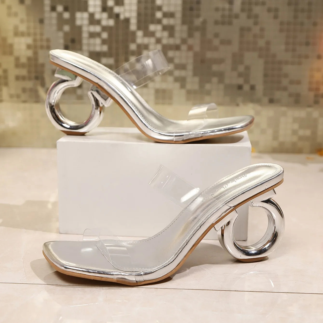 M&T Wear - Summer Women Shoes Casual Square Head Open Toe Transparent High Heels Women Sandals Party Dress Women Slippers Zapatos De Mujer