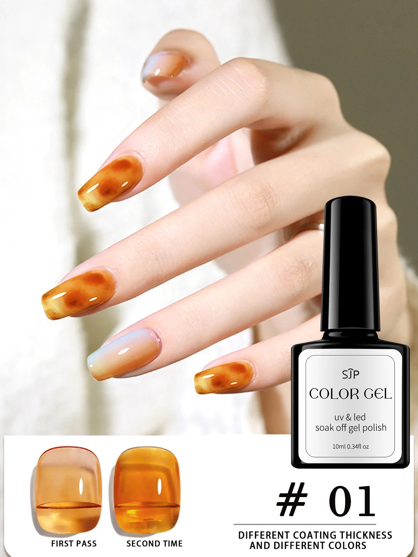 M&T Wear - Tortoise Sheer Orange Jelly Gel Nail Polish | UV Gel Polish Set (10ml)
