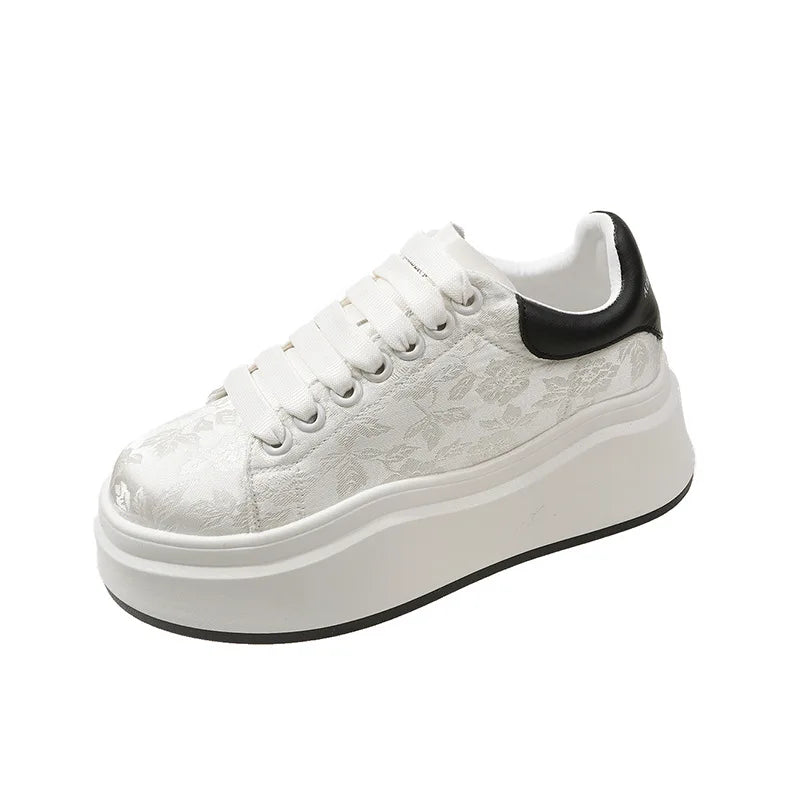 M&T Wear - Women Shoe Spring Autumn Casual Flats Female Thick Sole Breathable White Vulcanized Shoes
