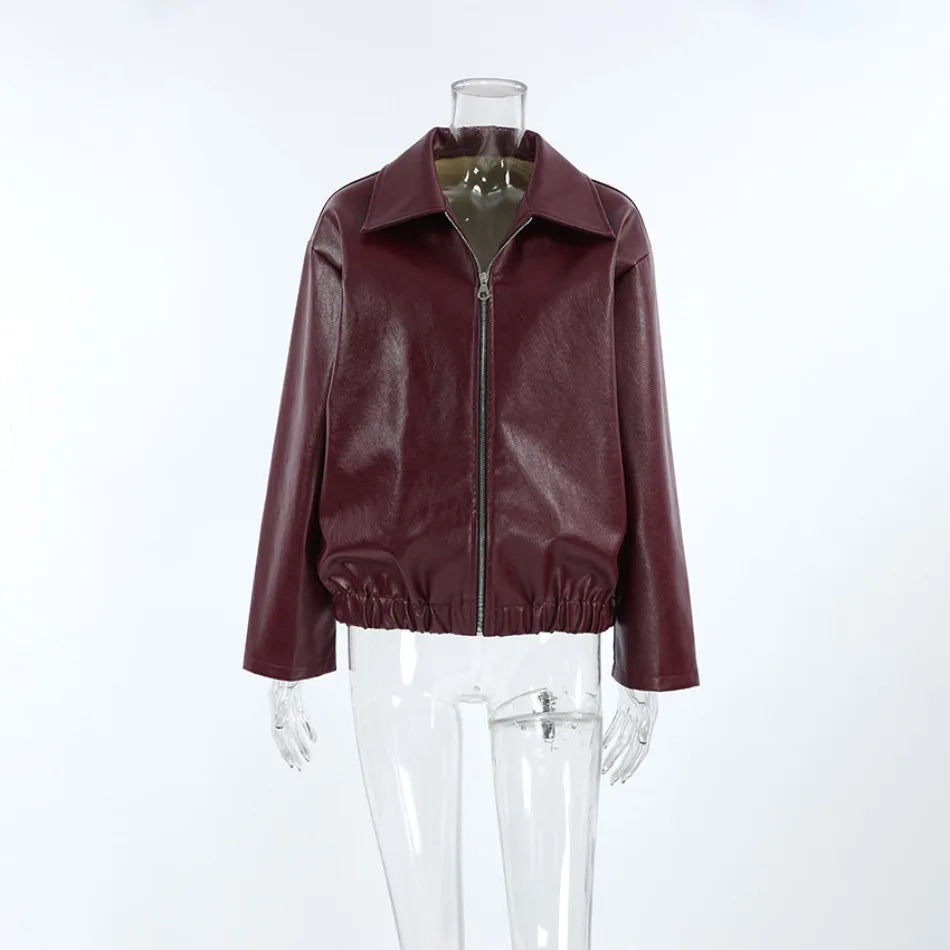 M&T Wear - Locomotive Leather Jacket 2025 Europe America Autumn Winter New Loose Coat Fashion Cross-border Leather Jacket New Women's Coat